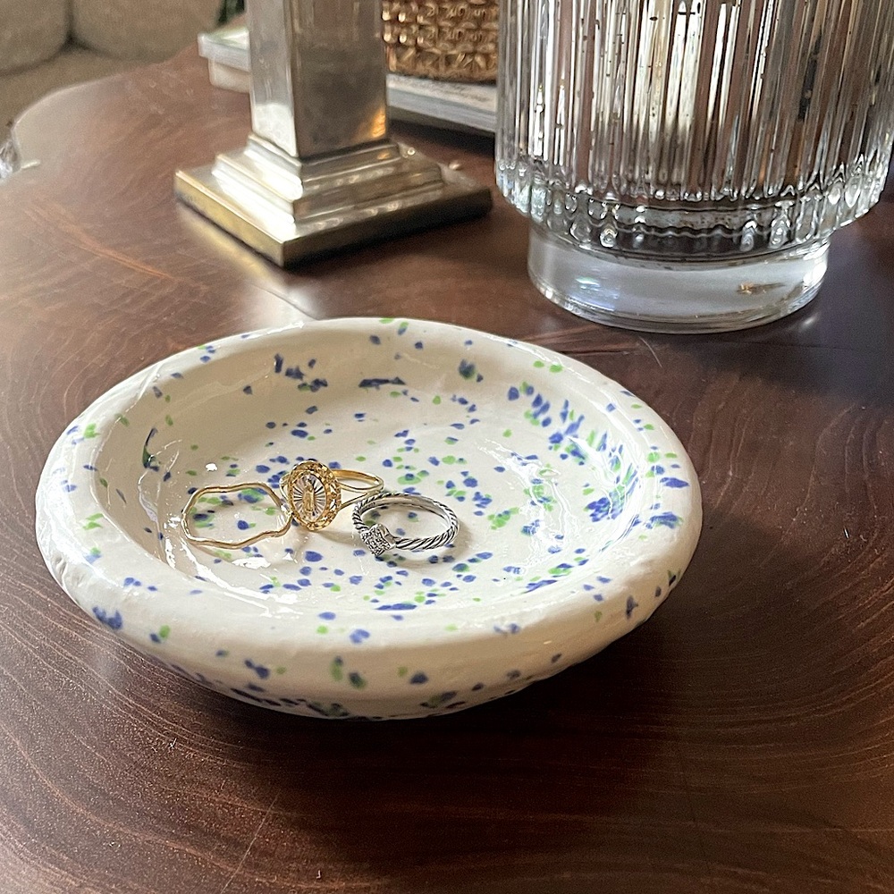 Studio Pottery signed jewelry tray